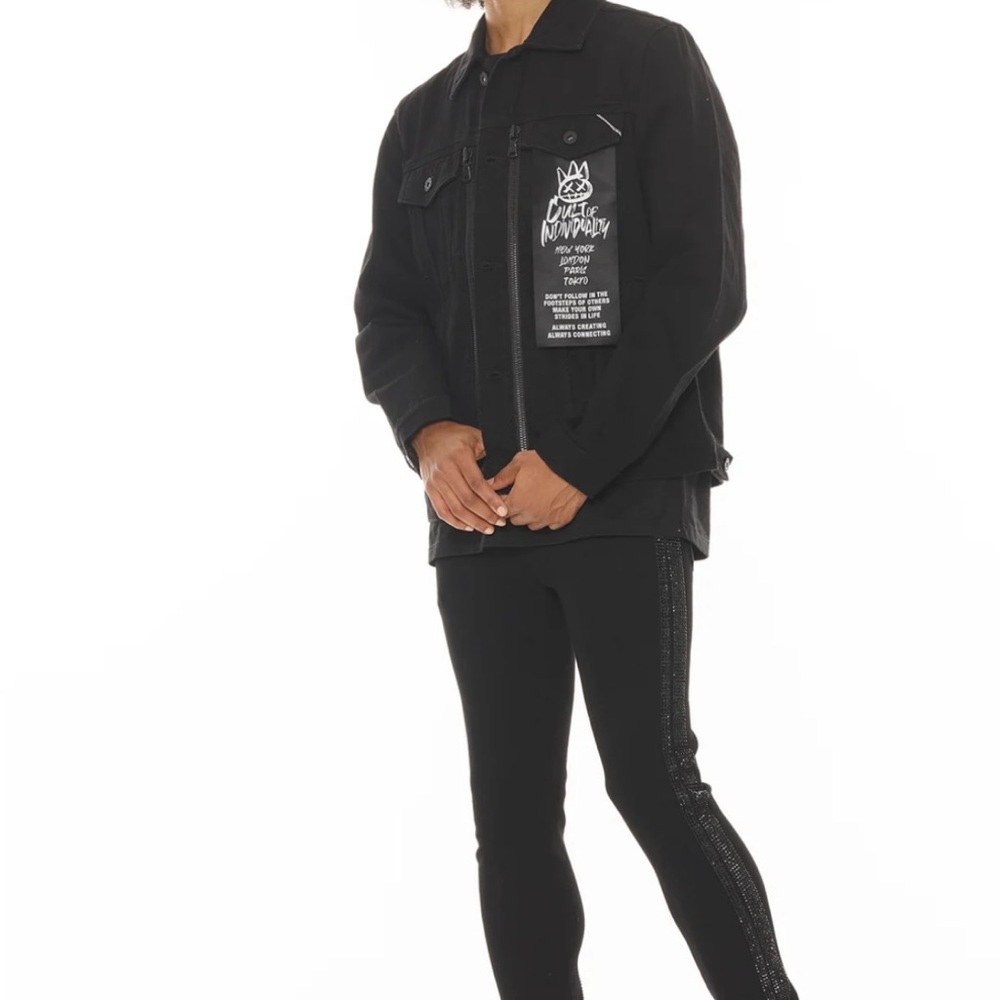 Cult of Individuality Black Jeans punk super skinny in crystal size 29 unisex